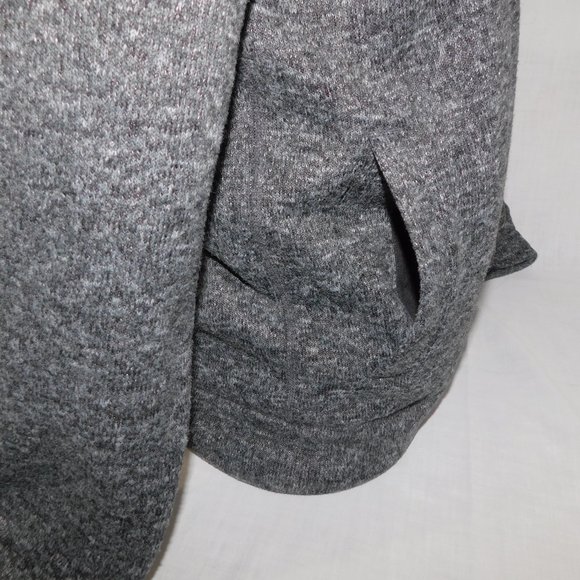 ROOTS Mens M Gray Salt & Pepper 1/4 Zip Fleece Lined Pullover Sweater Spellout - Picture 8 of 13